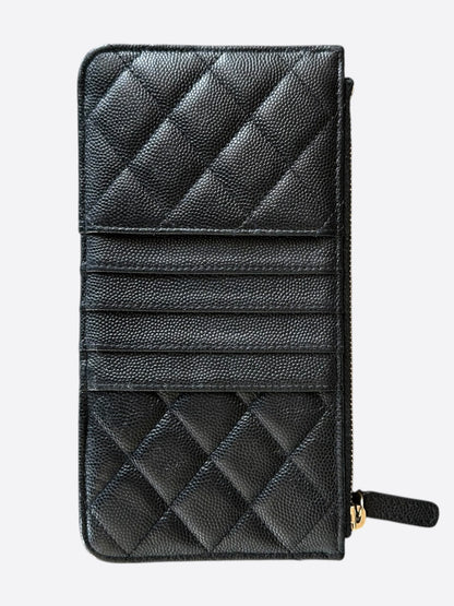 Chanel Black Caviar Quilted Classic Flat Wallet