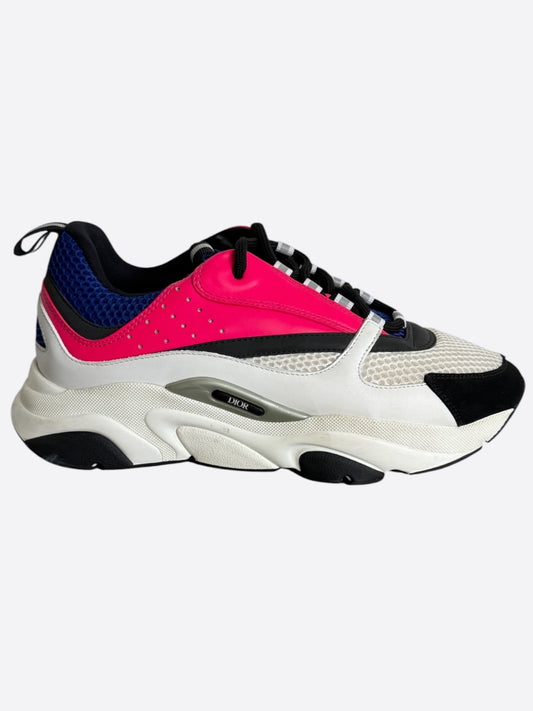 Dior White, Blue & Pink B22 Sneakers