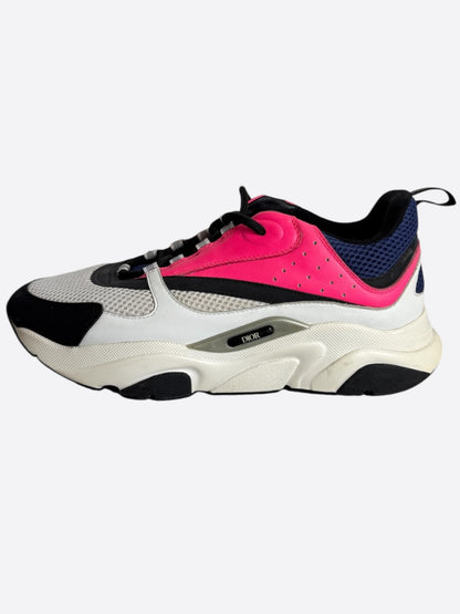 Dior White, Blue & Pink B22 Sneakers
