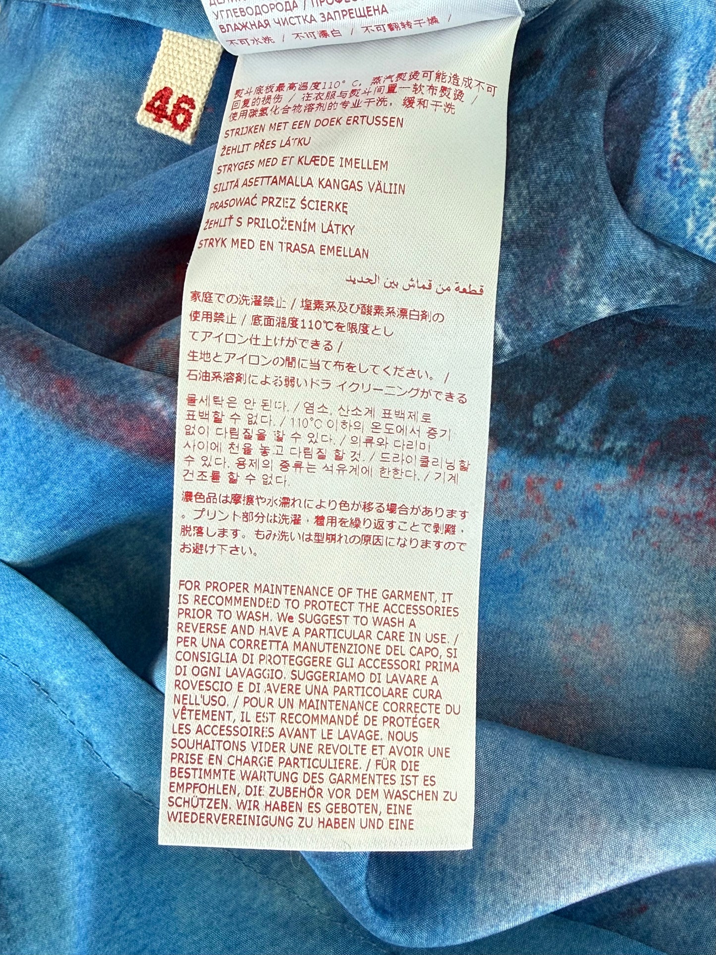 Marni Flaminia Veronesi Blue Buchi Blu Graphic Silk Button Up Shirt