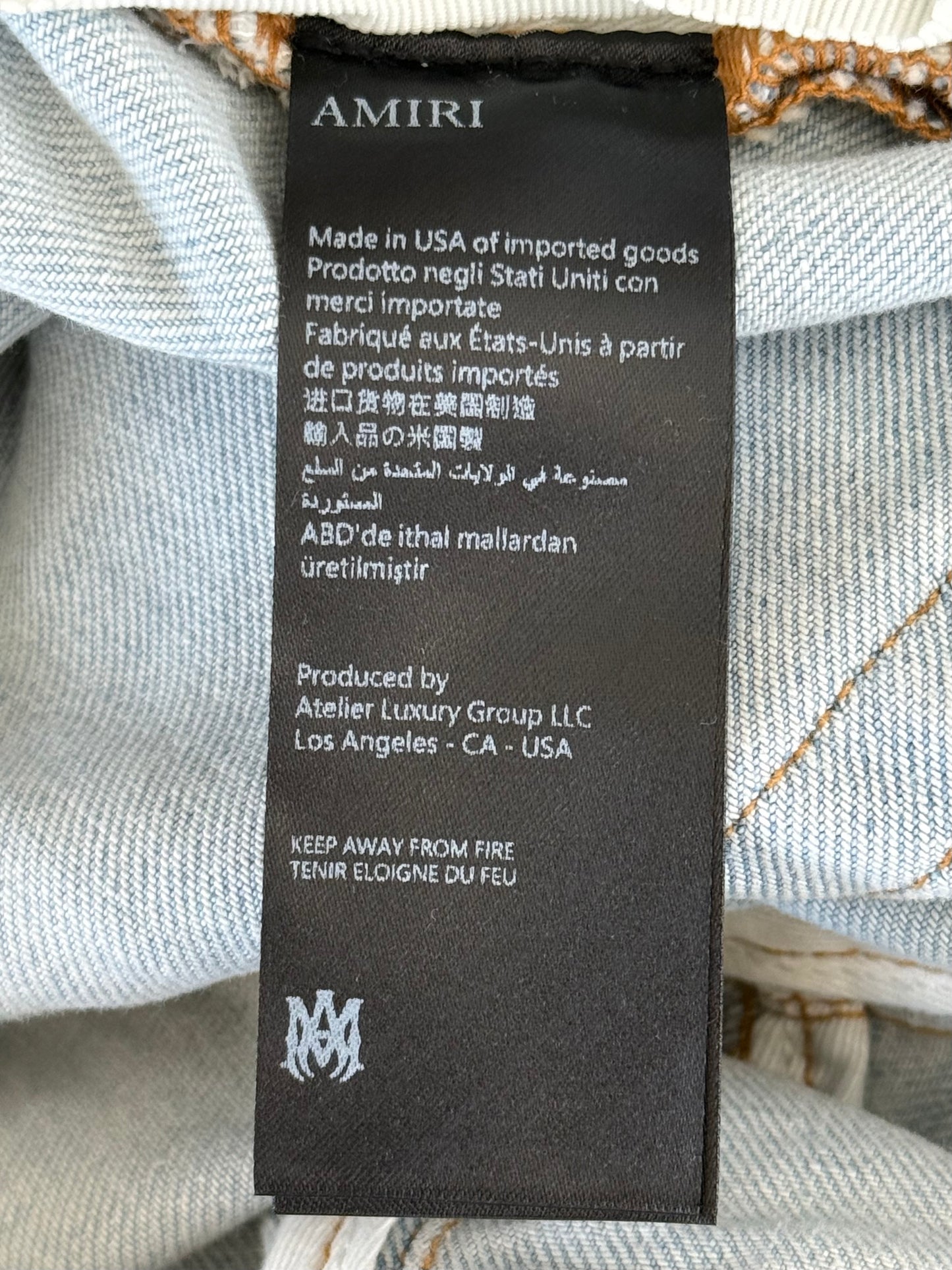 Amiri Light Indigo & Pink Suede Patch MX1 Jeans
