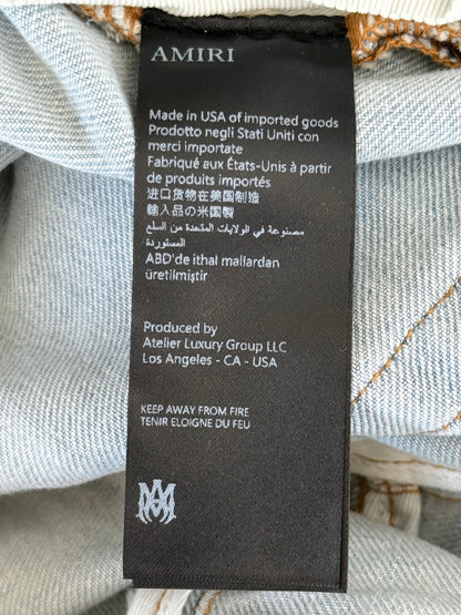 Amiri Light Indigo & Pink Suede Patch MX1 Jeans