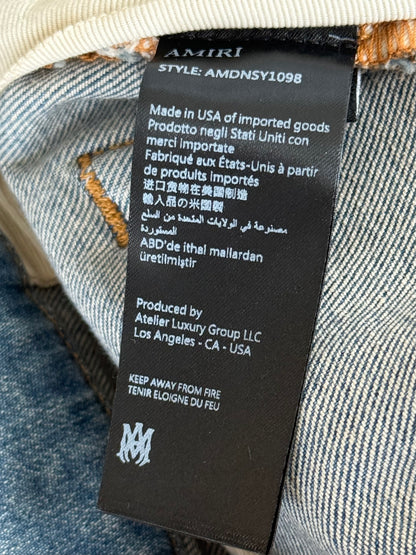Amiri Clay Indigo & Green Bandana Patch Thrasher Jeans