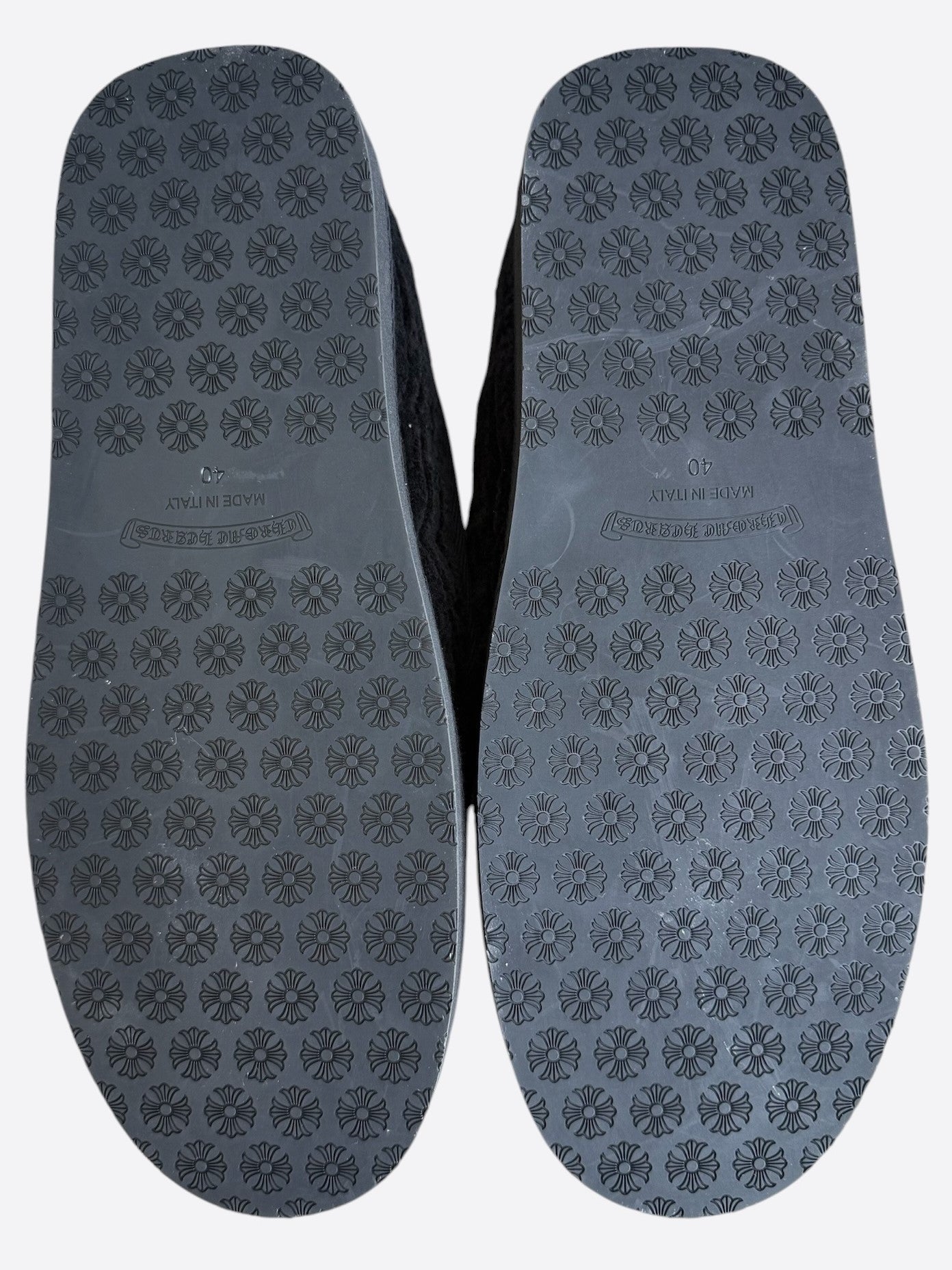 Chrome Hearts Black Corduroy Cross Patch Slippers