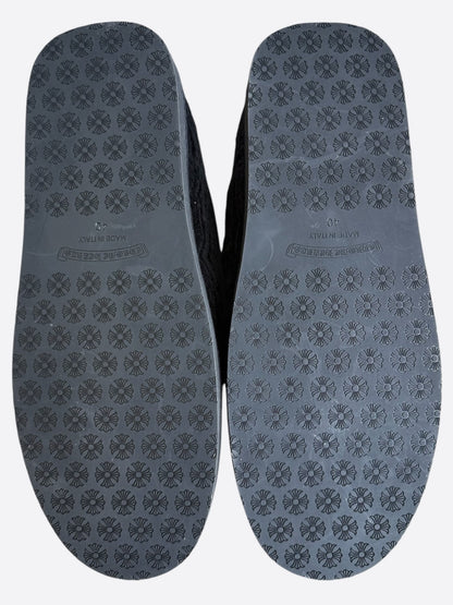 Chrome Hearts Black Corduroy Cross Patch Slippers