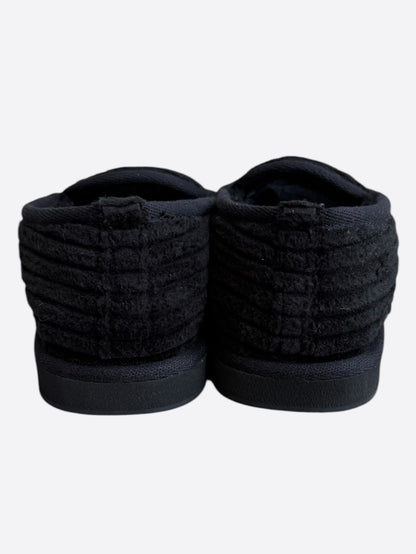 Chrome Hearts Black Corduroy Cross Patch Slippers