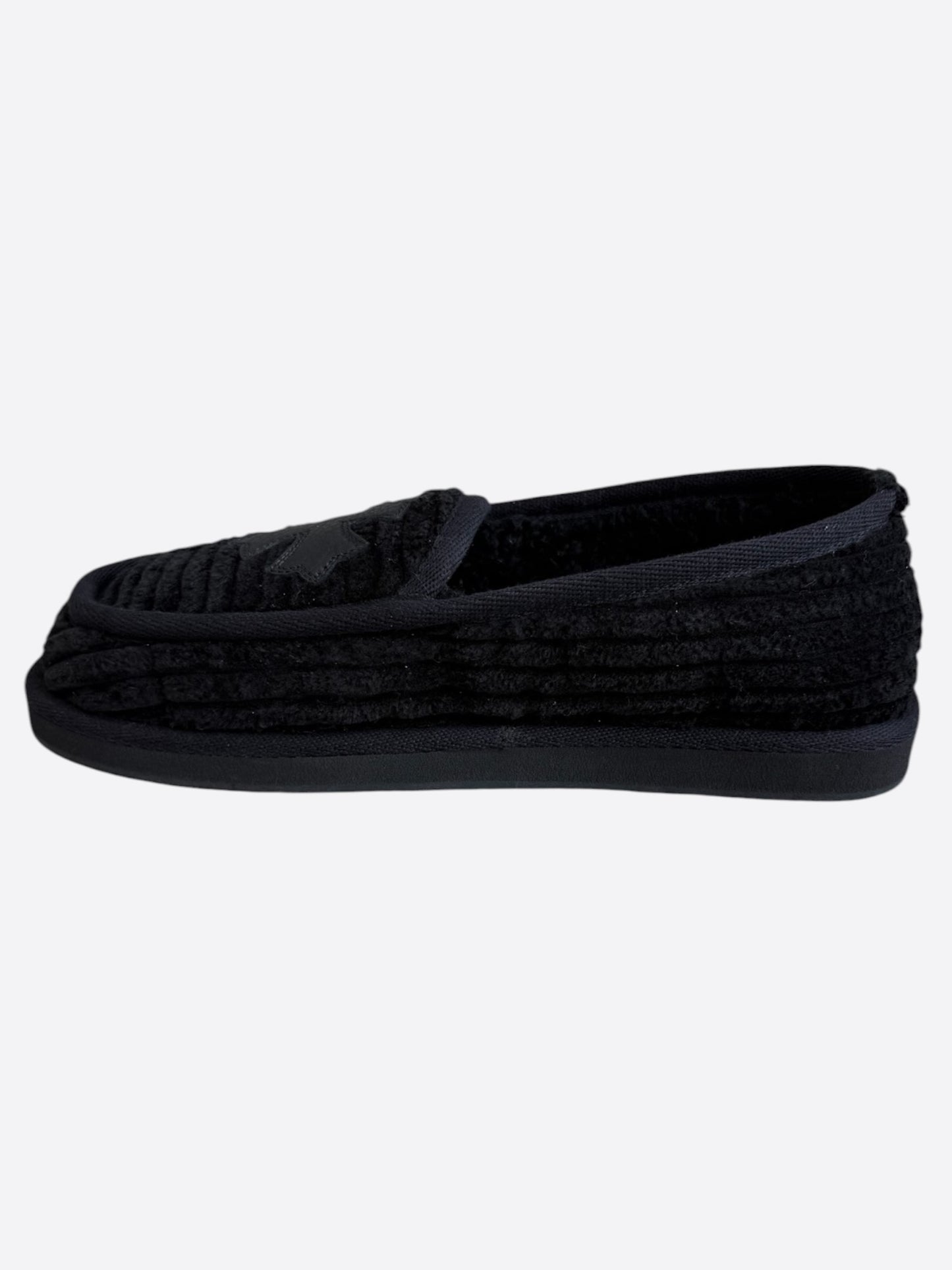 Chrome Hearts Black Corduroy Cross Patch Slippers
