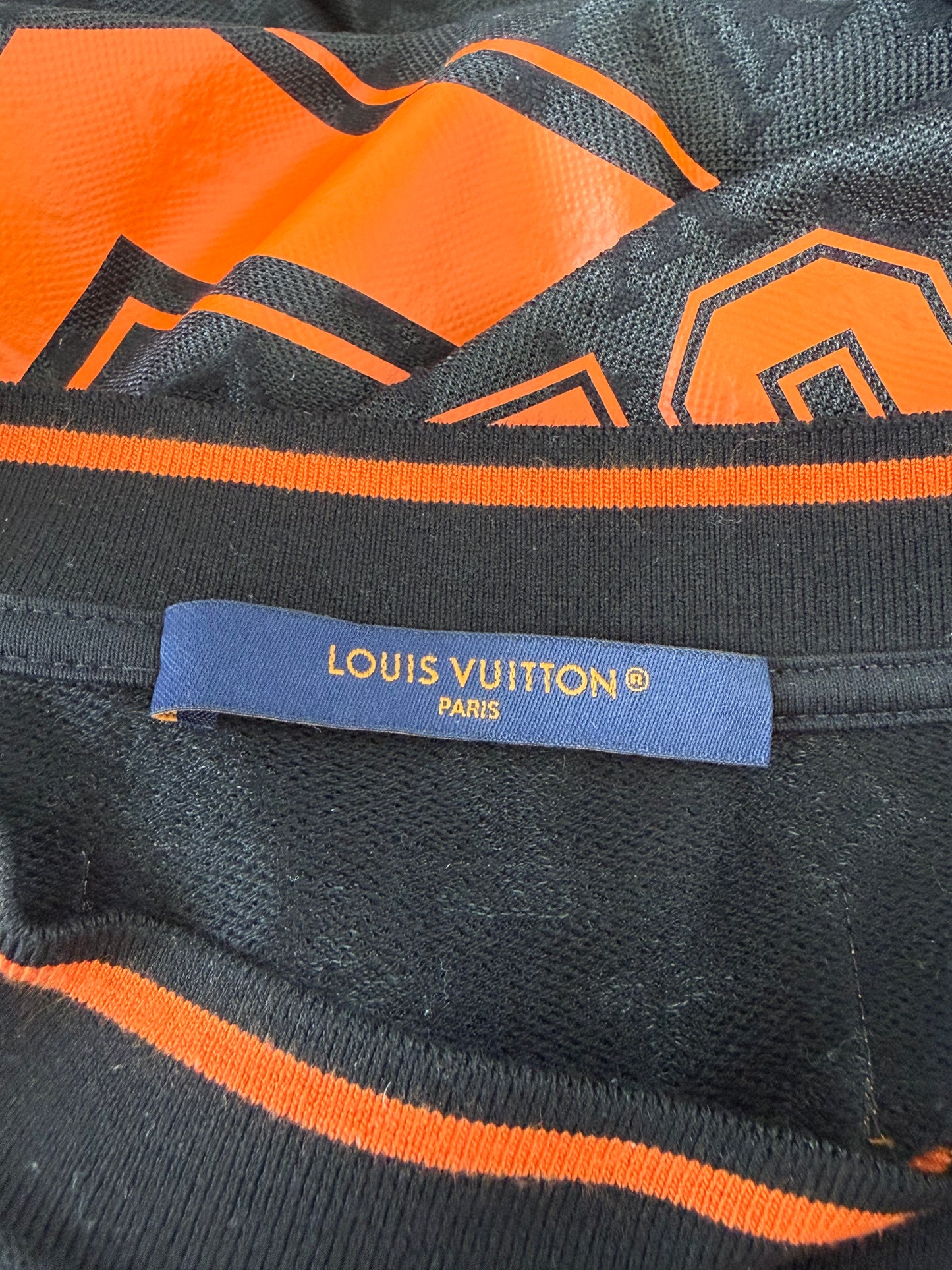 Louis Vuitton Black & Orange Monogram Football Jersey