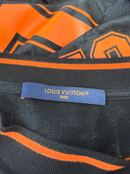 Louis Vuitton Black & Orange Monogram Football Jersey