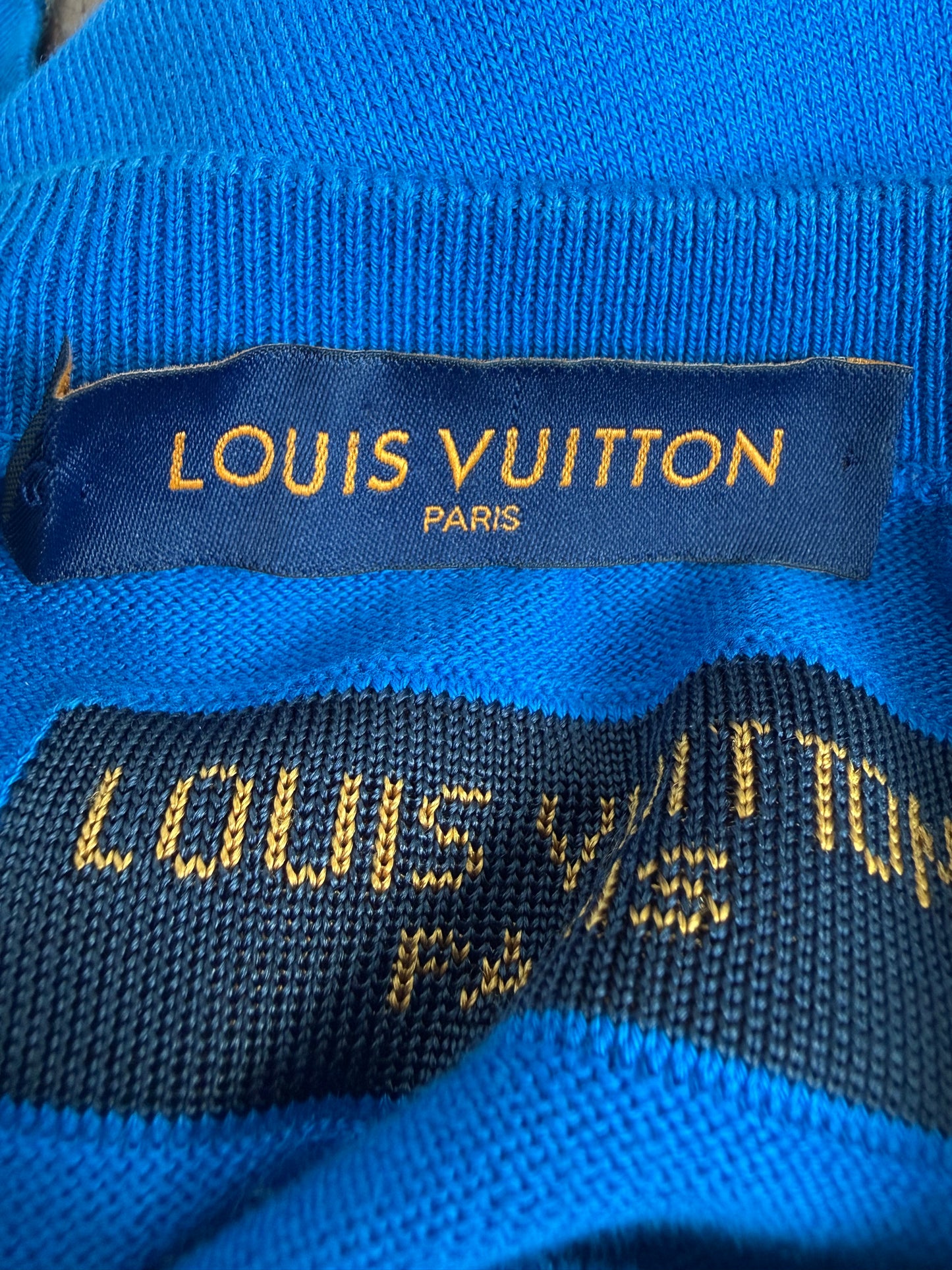 Louis Vuitton Blue & White Everyday Logo Intarsia T-Shirt