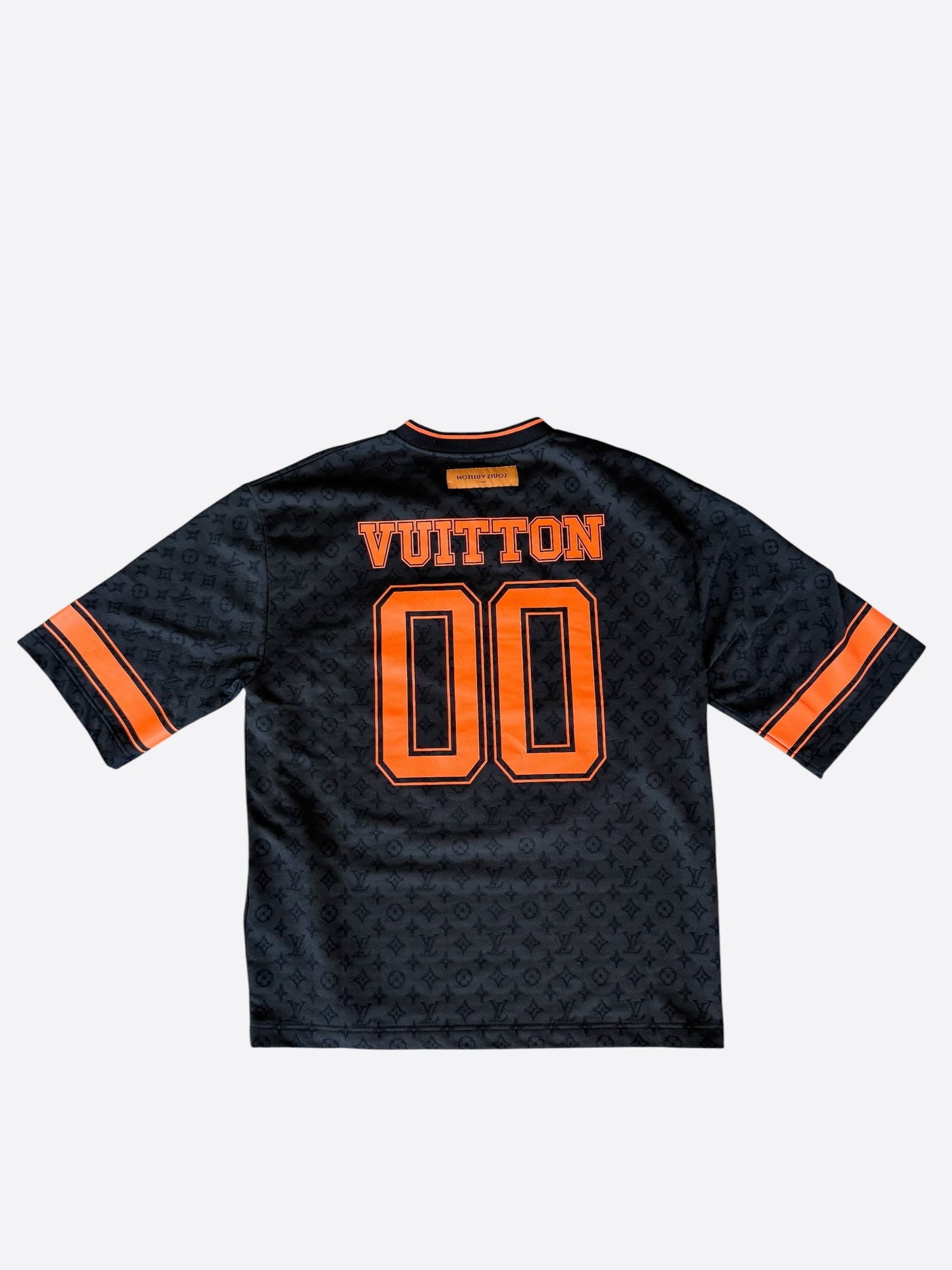 Louis Vuitton Black & Orange Monogram Football Jersey