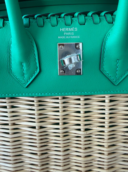 Hermes Menthe Swift & Osier Wicker Picnic Birkin 25