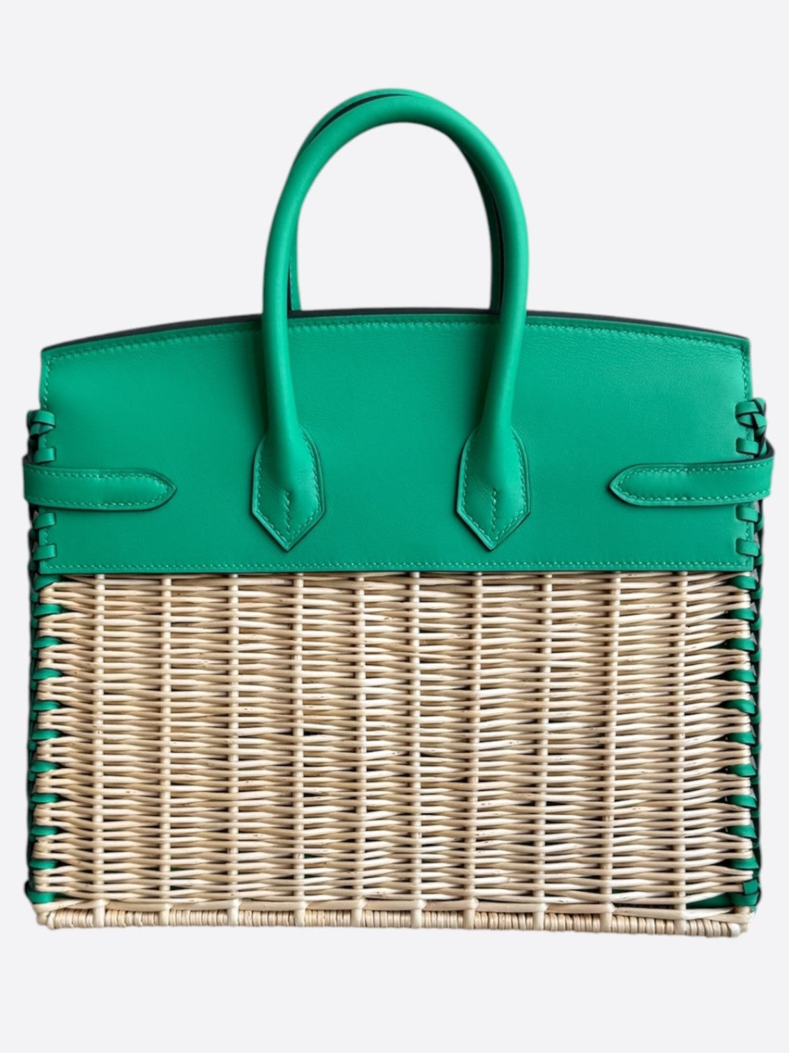Hermes Menthe Swift & Osier Wicker Picnic Birkin 25