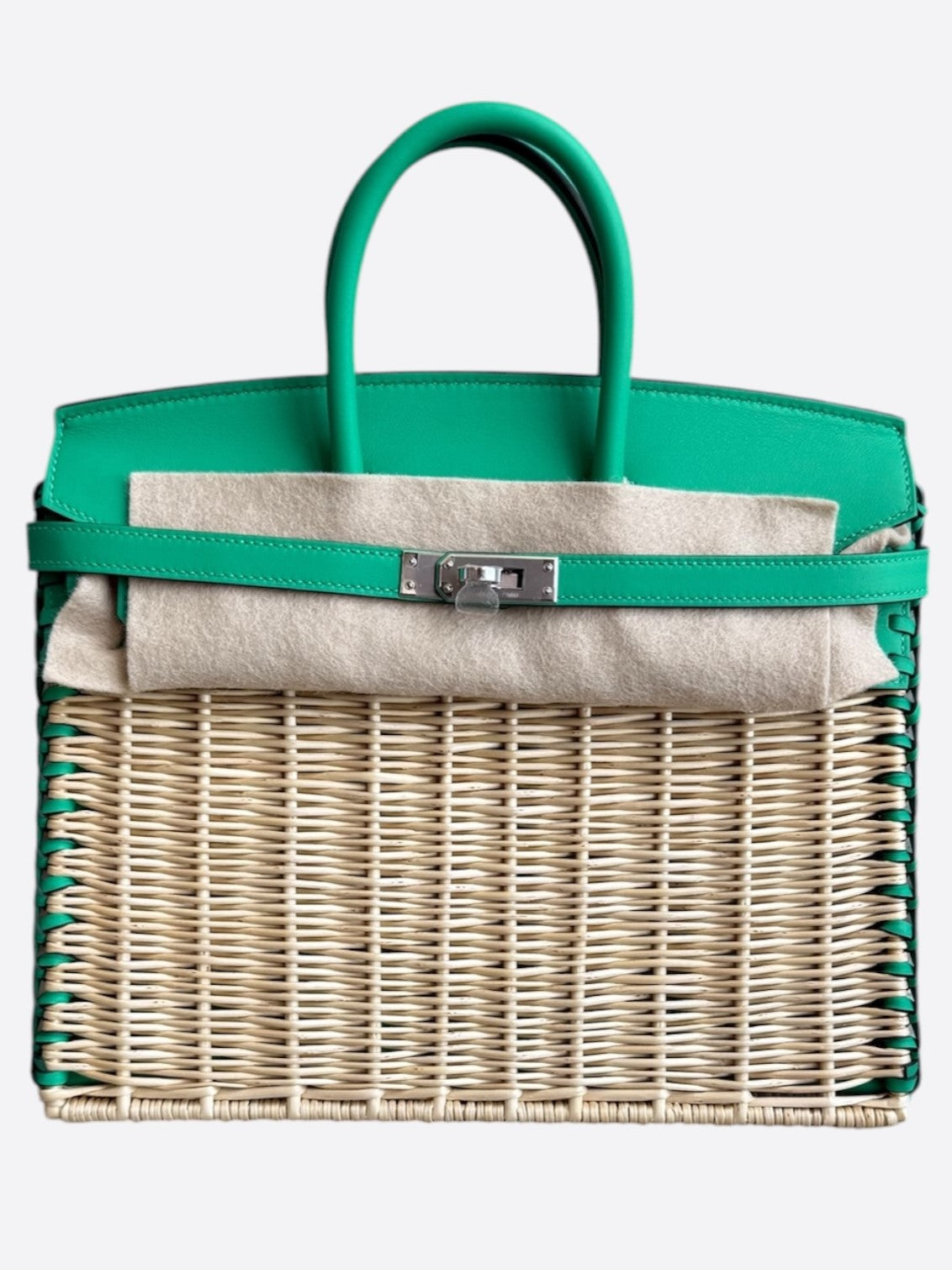 Hermes Menthe Swift & Osier Wicker Picnic Birkin 25