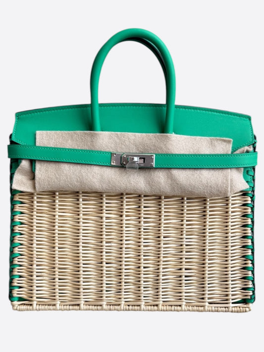 Hermes Menthe Swift & Osier Wicker Picnic Birkin 25