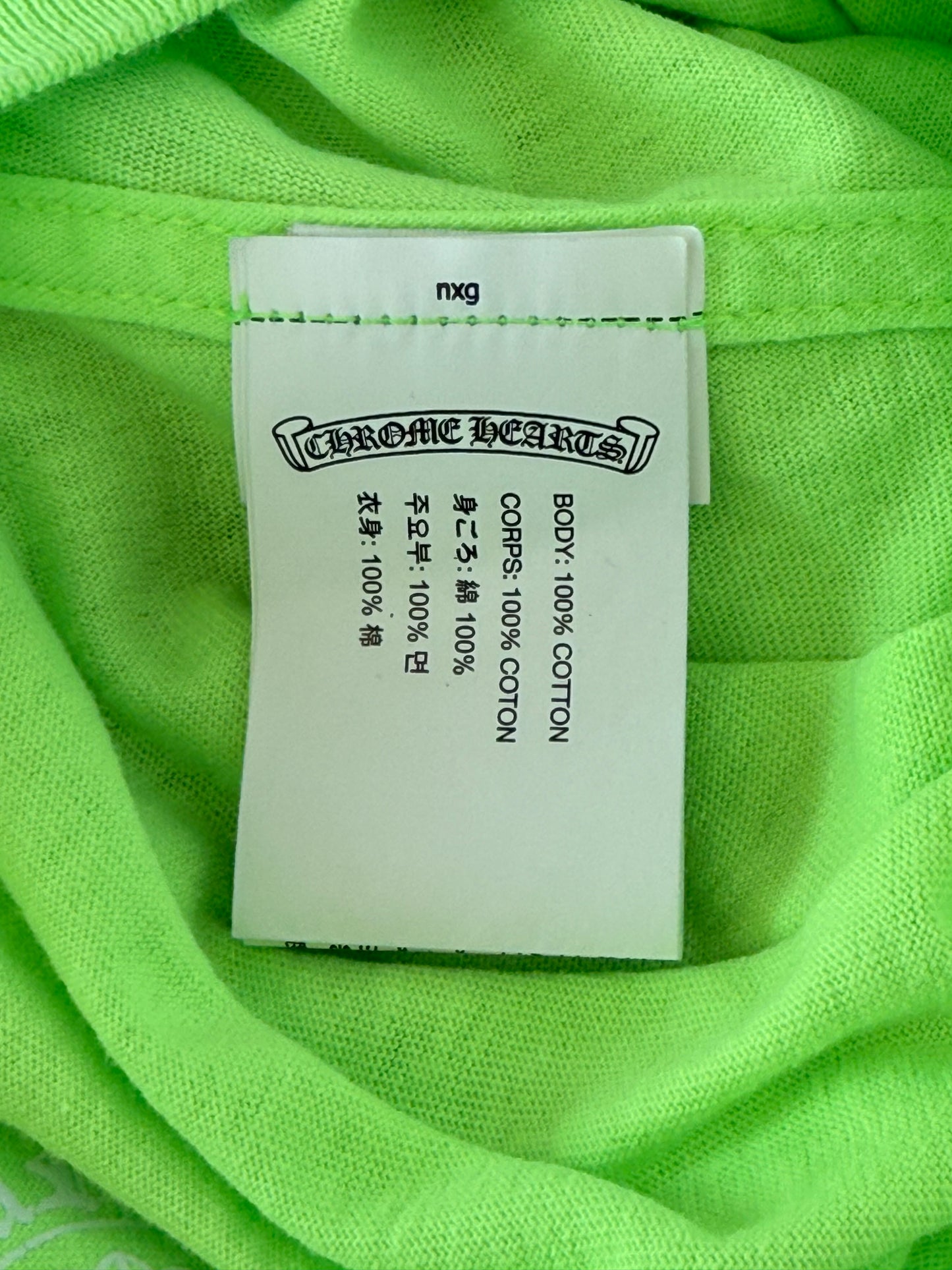 Chrome Hearts Neon Green & White Flame Longsleeve T-Shirt
