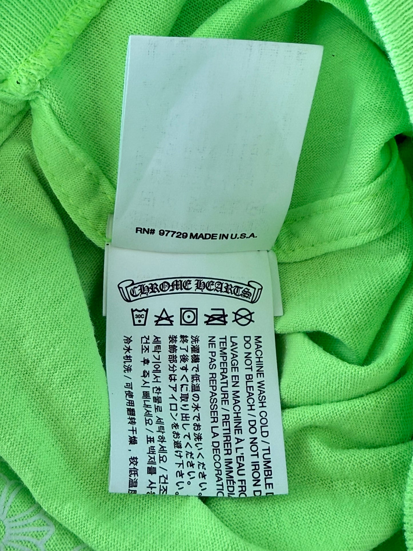Chrome Hearts Neon Green & White Flame Longsleeve T-Shirt