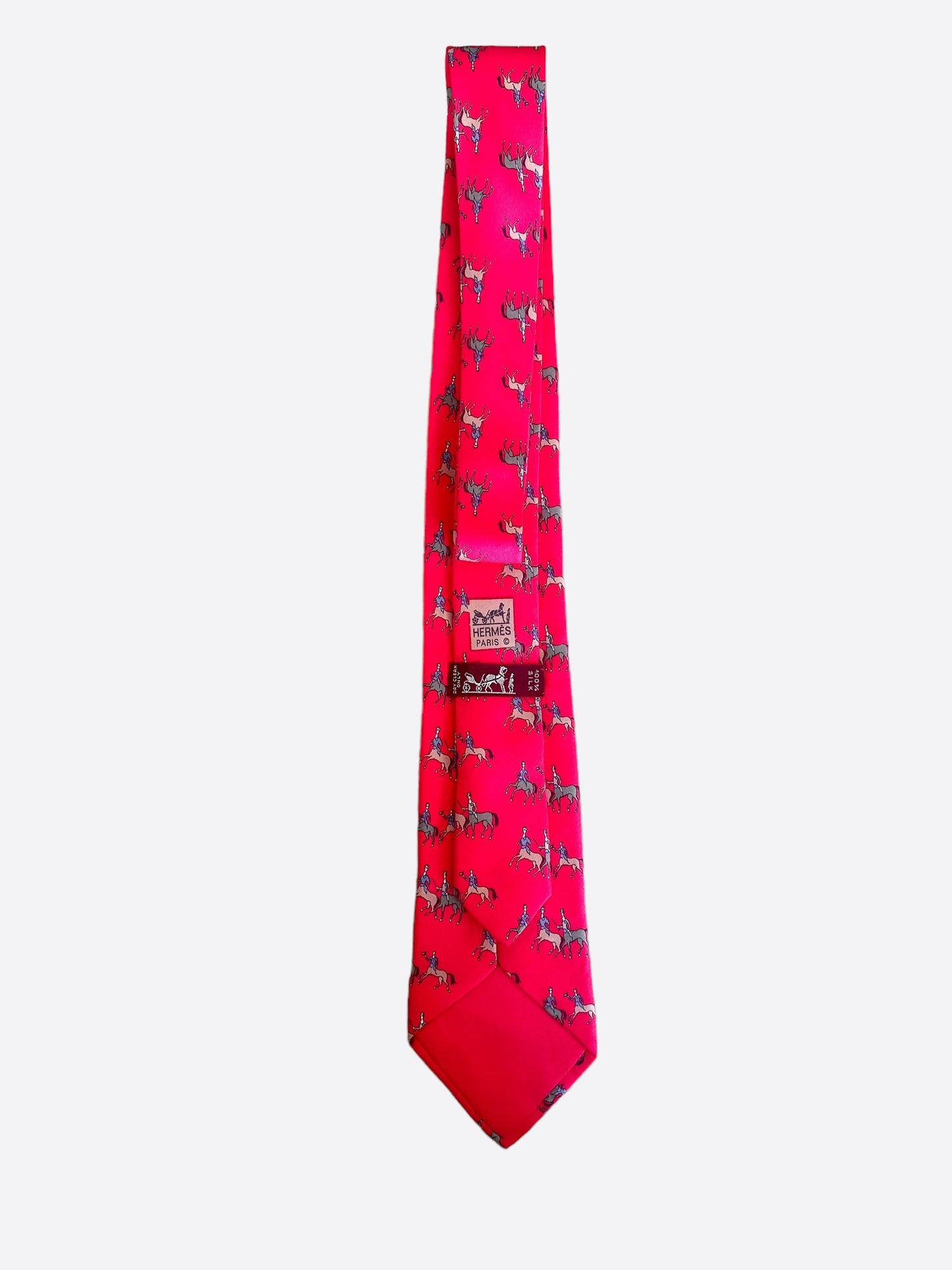 Hermes Red Centaur Patterned Silk Tie