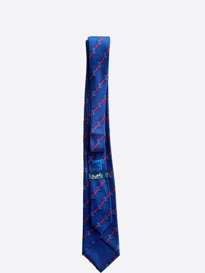 Hermes Blue & Red Patterned Silk Tie