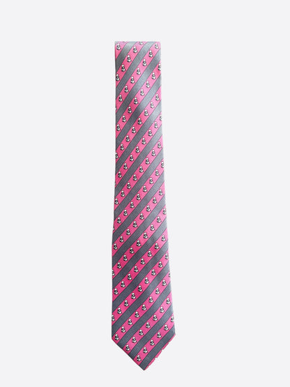 Hermes Pink & Grey Patterned Silk Tie