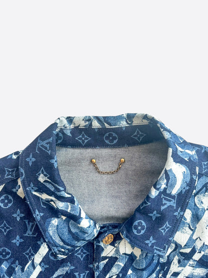 Louis Vuitton Blue Floral Monogram Denim Jacket