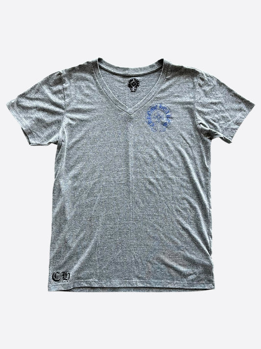Chrome Hearts Grey & Blue Cross Logo Women's T-Shirt