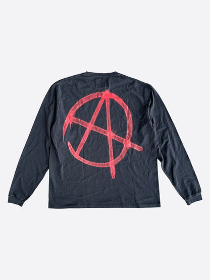 Gallery Dept Washed Black & Red Anarchy Logo Longsleeve T-Shirt
