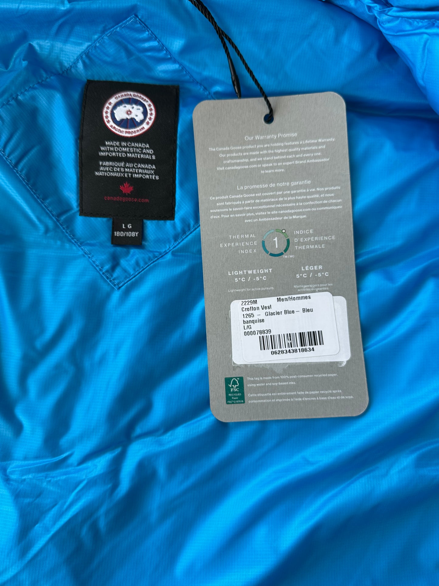Canada Goose Glaicer Blue Crofton Men's Vest