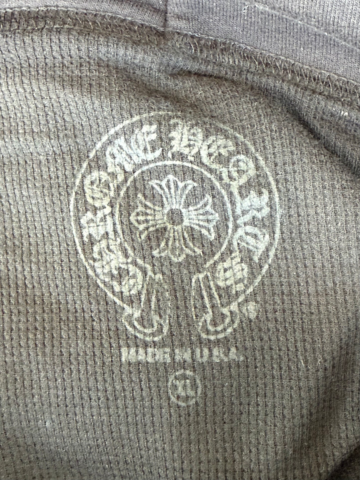 Chrome Hearts Black & White Script Logo Thermal Zip Up Hoodie