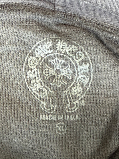 Chrome Hearts Black & White Script Logo Thermal Zip Up Hoodie