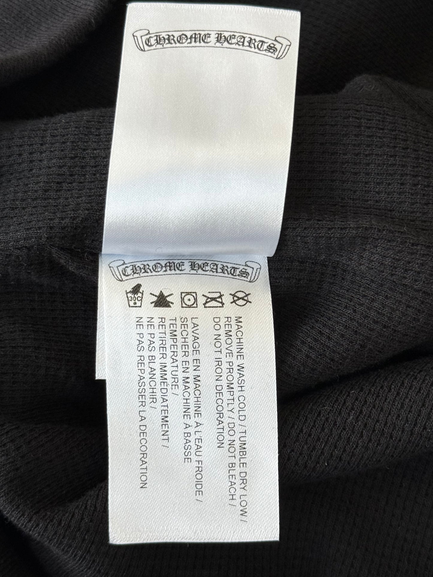 Chrome Hearts Black & White Script Logo Thermal Zip Up Hoodie