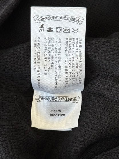 Chrome Hearts Black & White Script Logo Thermal Zip Up Hoodie