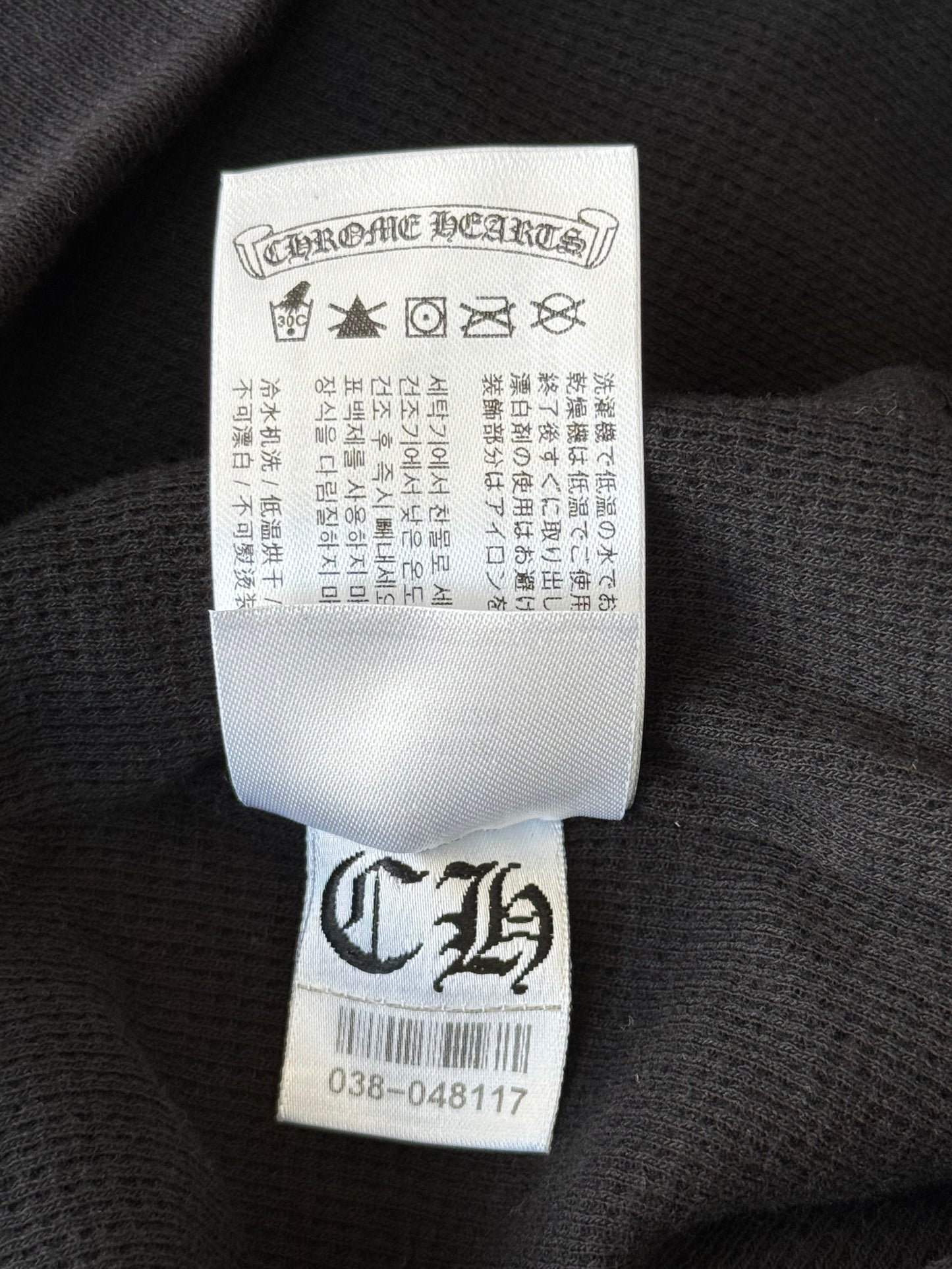 Chrome Hearts Black & White Script Logo Thermal Zip Up Hoodie