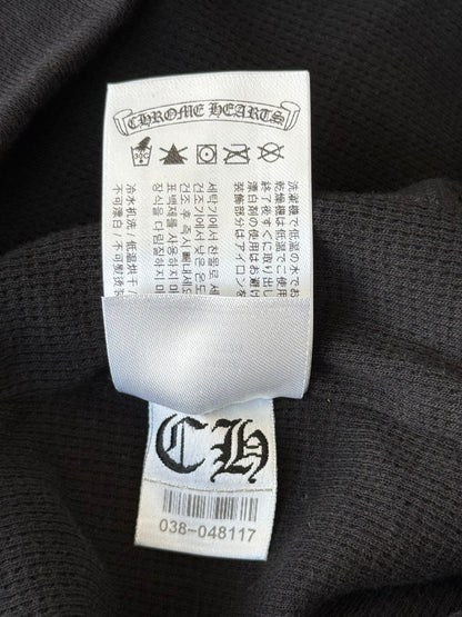 Chrome Hearts Black & White Script Logo Thermal Zip Up Hoodie
