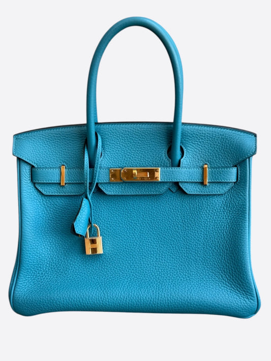 Hermes Blue Togo & Gold Hardware Birkin 30