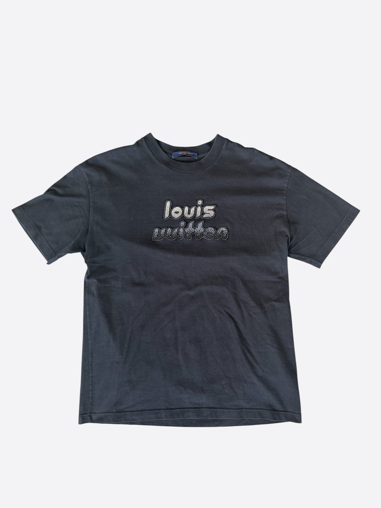 Louis Vuitton Black Gradient Beaded Logo T-Shirt