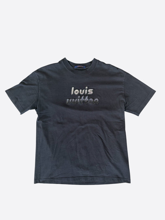 Louis Vuitton Black Gradient Beaded Logo T-Shirt