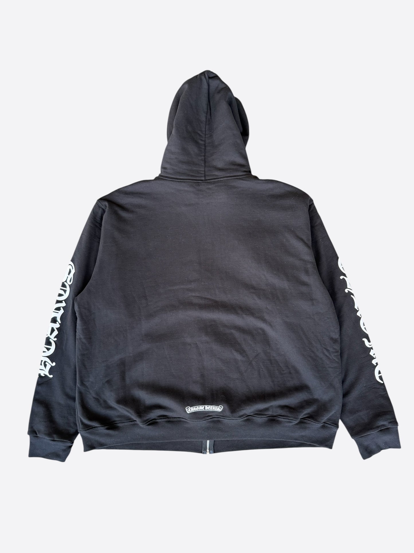 Chrome Hearts Black & White Script Logo Thermal Zip Up Hoodie