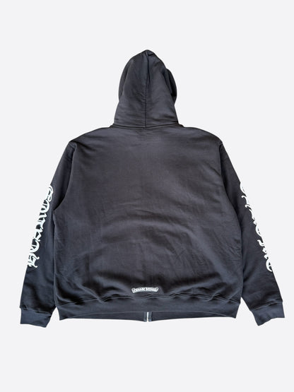 Chrome Hearts Black & White Script Logo Thermal Zip Up Hoodie