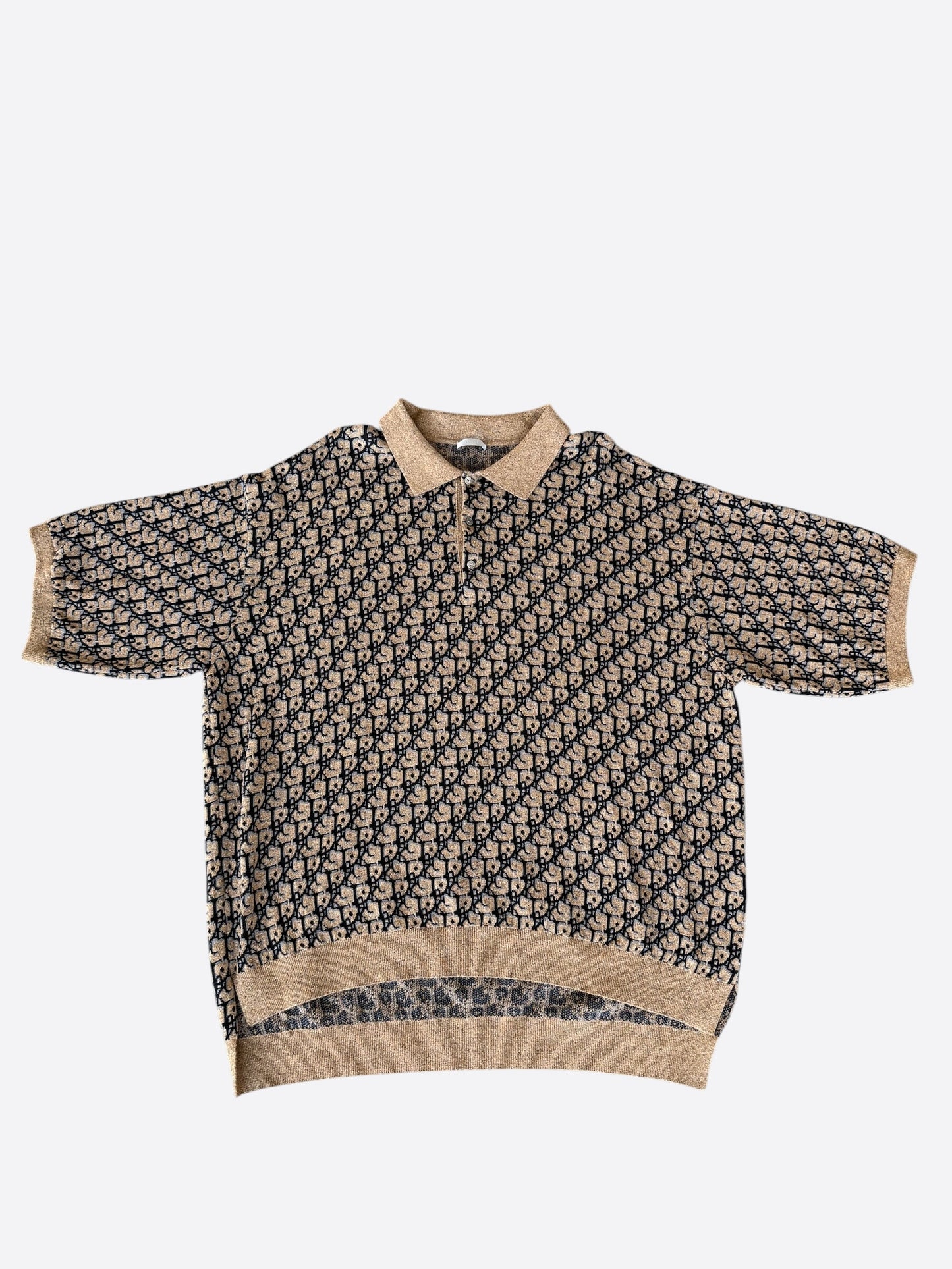 Dior Cactus Jack Beige & Black Oblique Polo T-Shirt