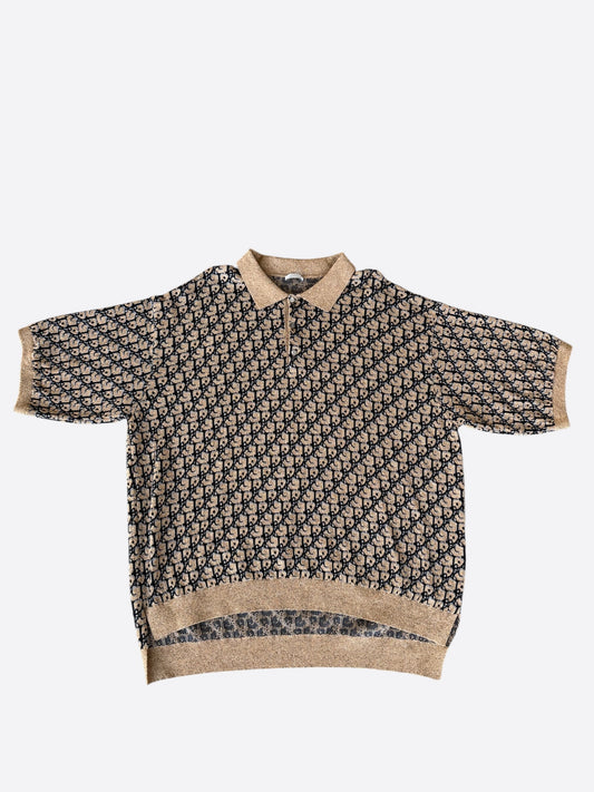 Dior Cactus Jack Beige & Black Oblique Polo T-Shirt