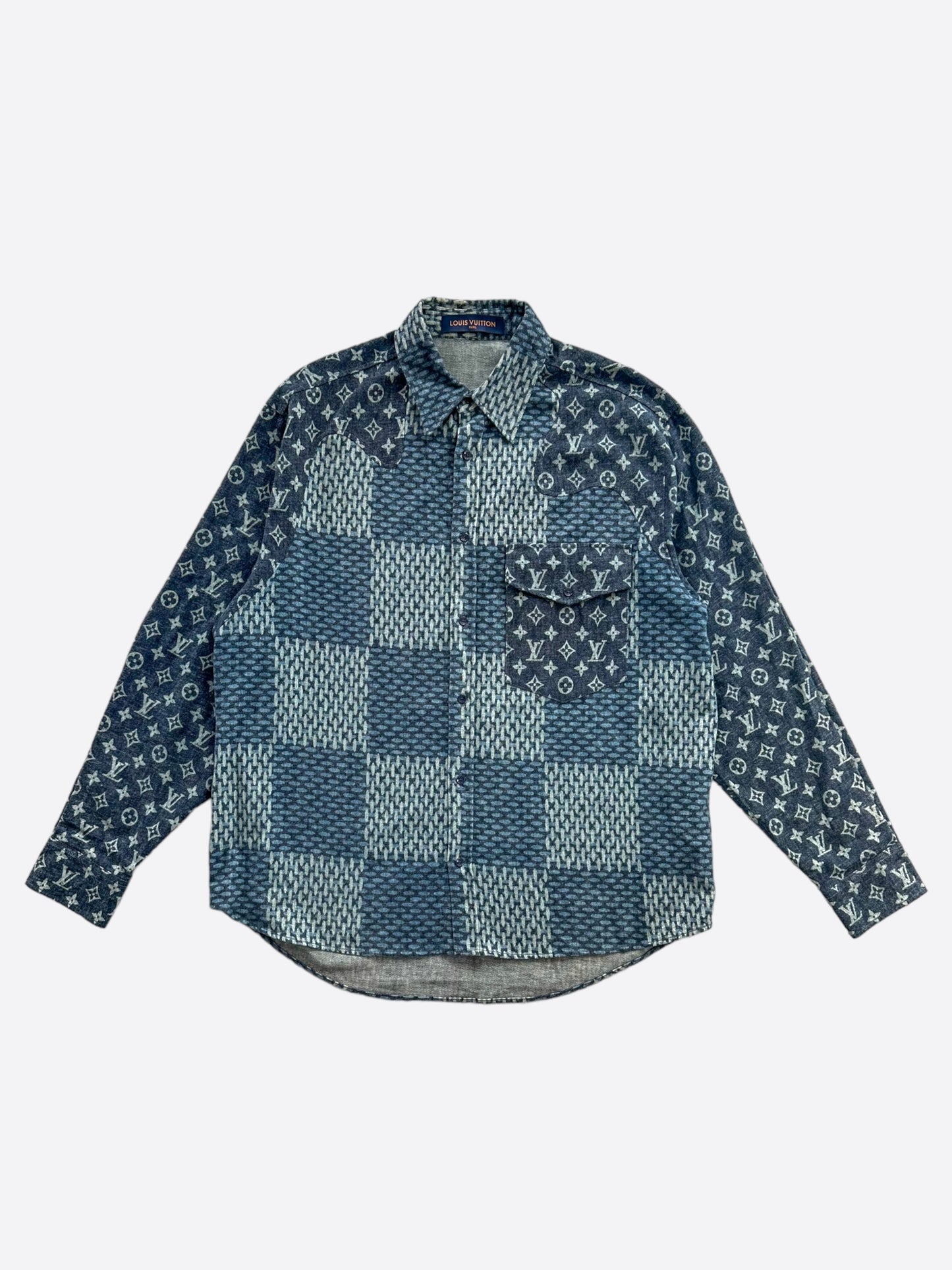 Louis Vuitton Nigo Navy Giant Damier Monogram Button Up Shirt