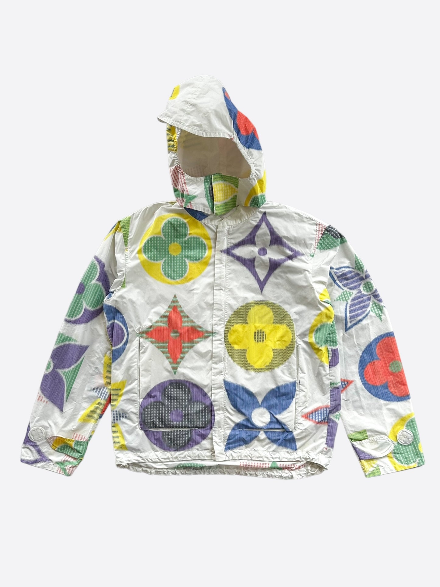 Louis Vuitton White Multicolor Flower Monogram Windbreaker