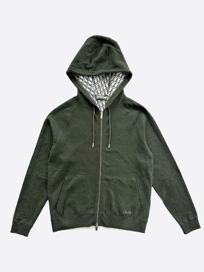 Dior Olive Oblique Zip Up Hoodie