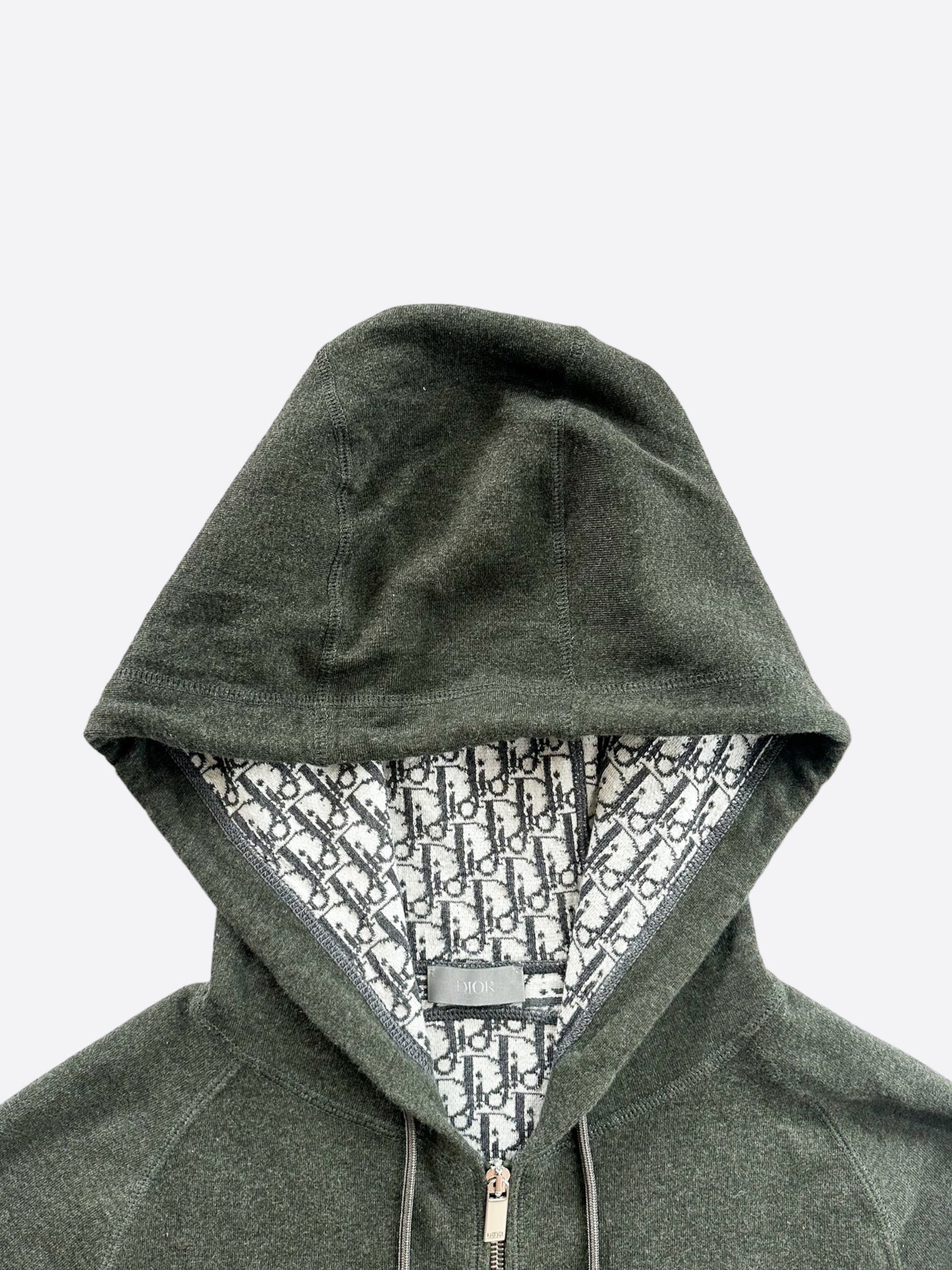 Dior Olive Oblique Zip Up Hoodie