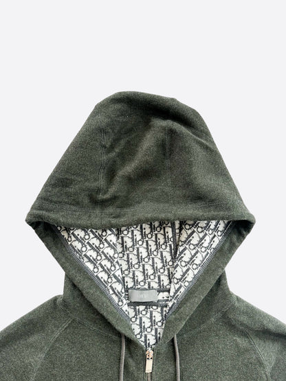 Dior Olive Oblique Zip Up Hoodie