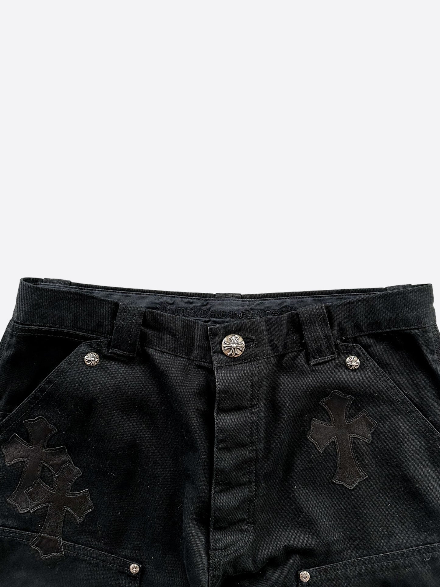 Chrome Hearts Black Leather Cross Patch 1/1 Carpenter Jeans