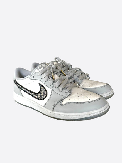 Dior Air Jordan Grey & White Oblique Low Top Sneakers