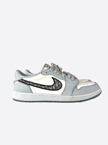 Dior Air Jordan Grey & White Oblique Low Top Sneakers