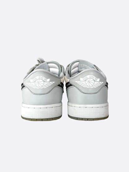 Dior Air Jordan Grey & White Oblique Low Top Sneakers